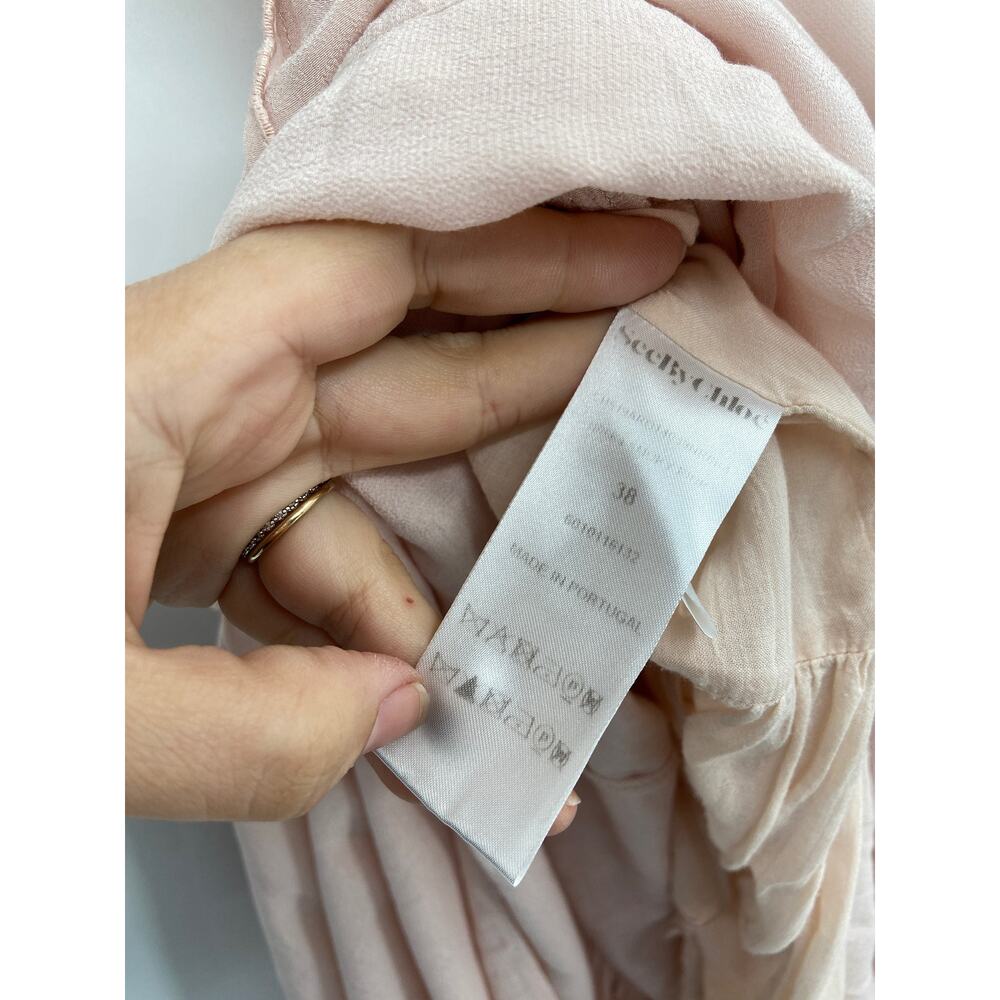 See by Chloe‎ Pink High Neck Cap Sleeve Tiered Shift Midi Dress Size 38 - Picture 7 of 7